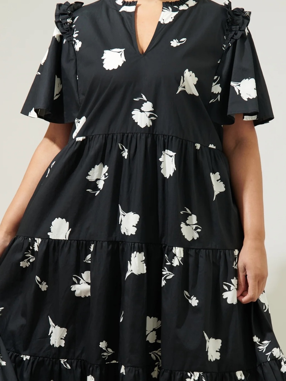 NWT Sugarlips Fleur Noir Escondido Tiered Shift Midi Dress Curve 2X - Picture 3 of 15